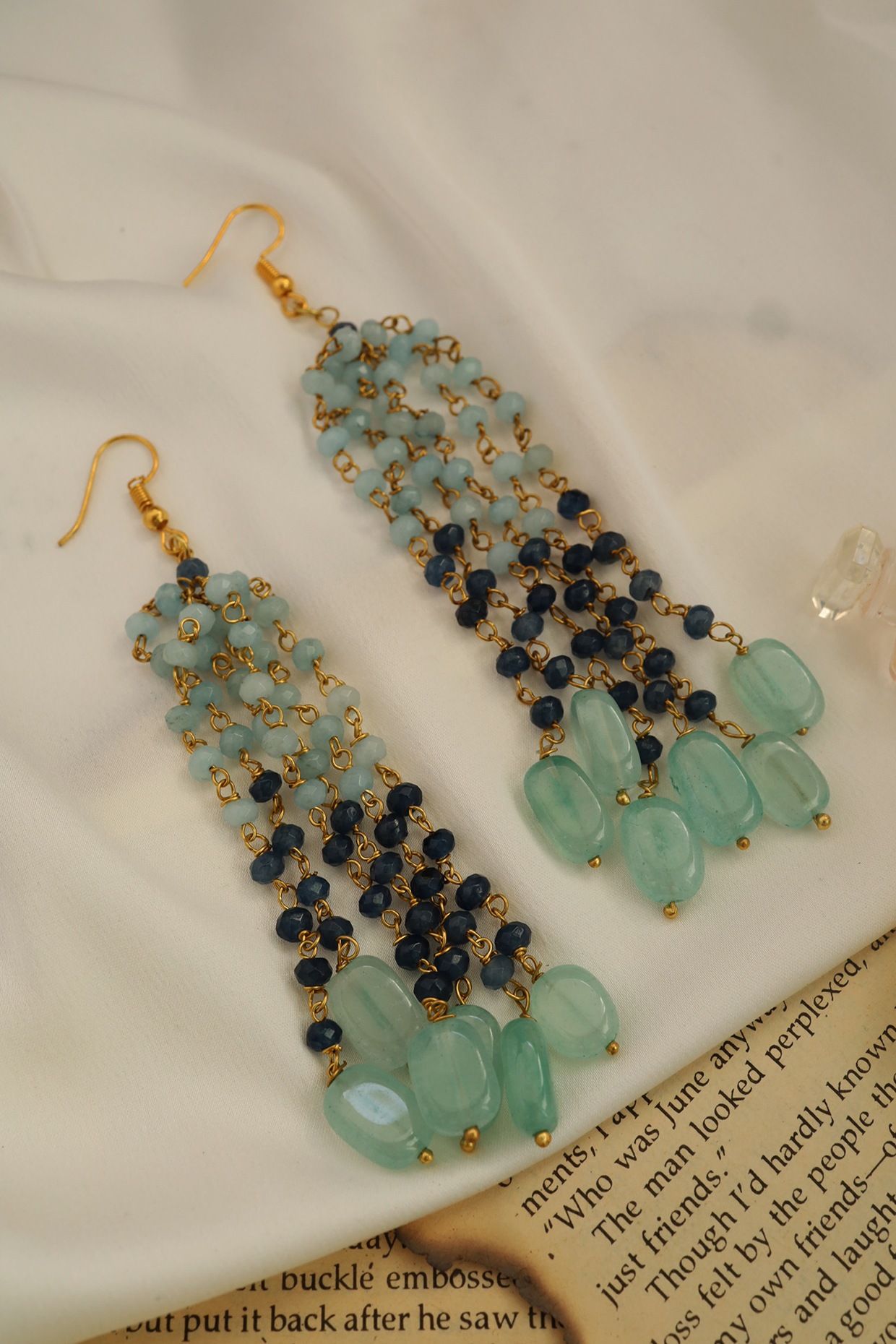 Laida Gold-Toned & Sea Green Stone-Studded Handcrafted Classic Jhumkas