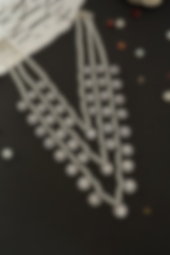 White Rhodium Finish Layered Necklace by Do Taara at Pernia's Pop Up Shop