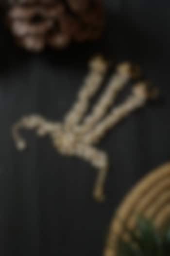 Gold Finish Kundan Polki & Pearl Haathphool by Do Taara at Pernia's Pop Up Shop