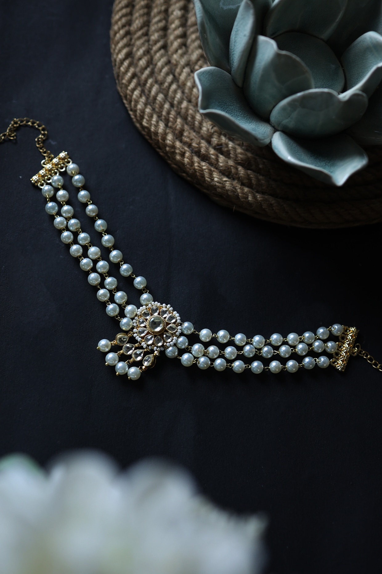 Beautiful 4 Line Freshwater Pink Pearl Choker Necklace Set – Mangatrai Gems  & Jewels Pvt Ltd