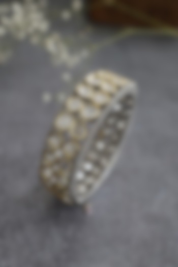 Black Rhodium Finish Kundan Polki Bangle by Do Taara at Pernia's Pop Up Shop