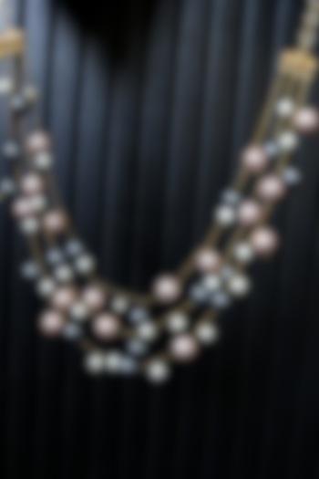 Gold Finish Pearl Layered Necklace by Do Taara at Pernia's Pop Up Shop