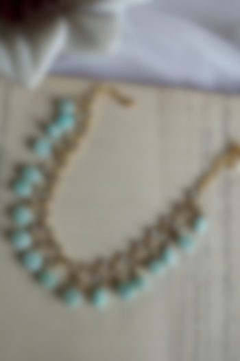 Gold Finish Kundan Polki & Pearl Necklace by Do Taara at Pernia's Pop Up Shop