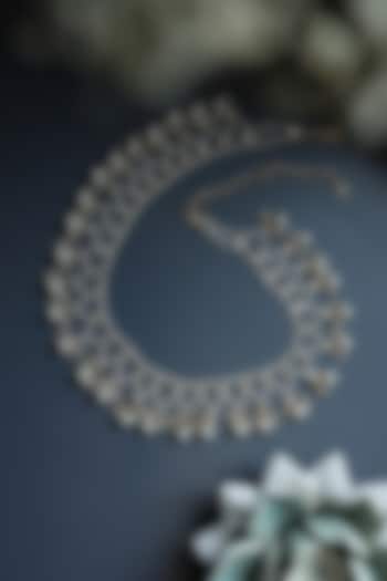 Gold Finish Kundan Polki & Pearl Waistbelt by Do Taara at Pernia's Pop Up Shop