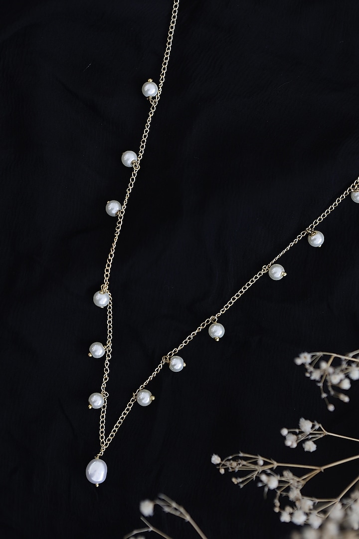 Gold Plated Pearl String Necklace by Do Taara at Pernia's Pop Up Shop