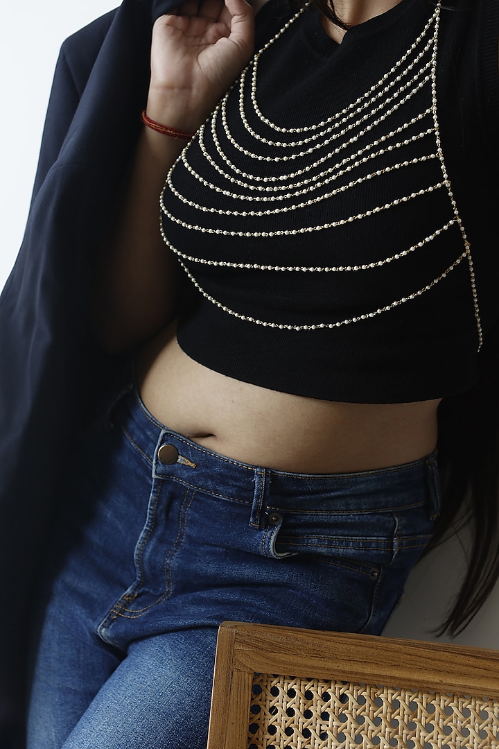 Gold Plated Pearl Body Chain by Do Taara at Pernia's Pop Up Shop