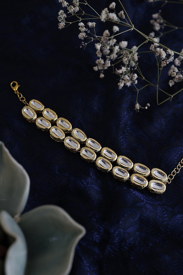 Gold Plated Kundan Bracelet by Do Taara at Pernia's Pop Up Shop