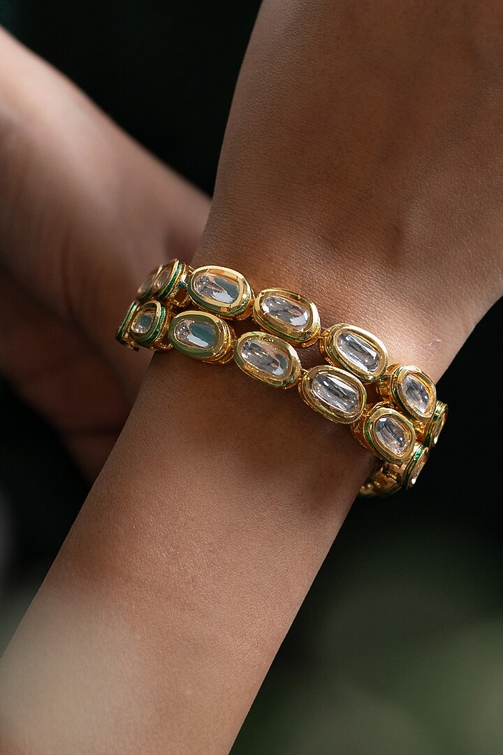 Gold Plated Kundan Bracelet by Do Taara at Pernia's Pop Up Shop