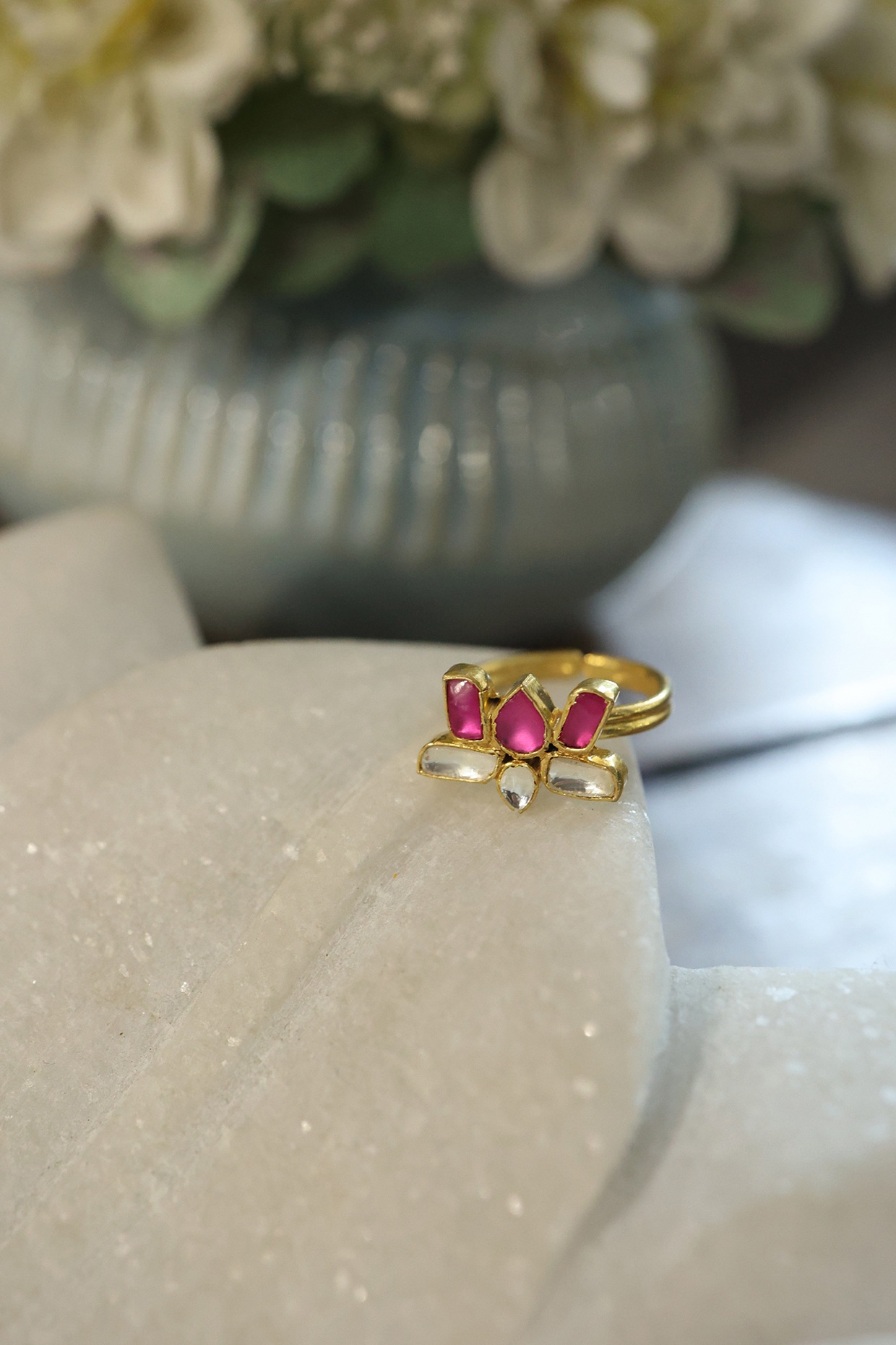 Heart-Shaped Lotus Motif Ring |?PC Chandra Jewellers