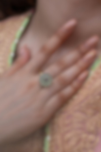 Gold Plated Mint Natural Stone Ring by Do Taara at Pernia's Pop Up Shop