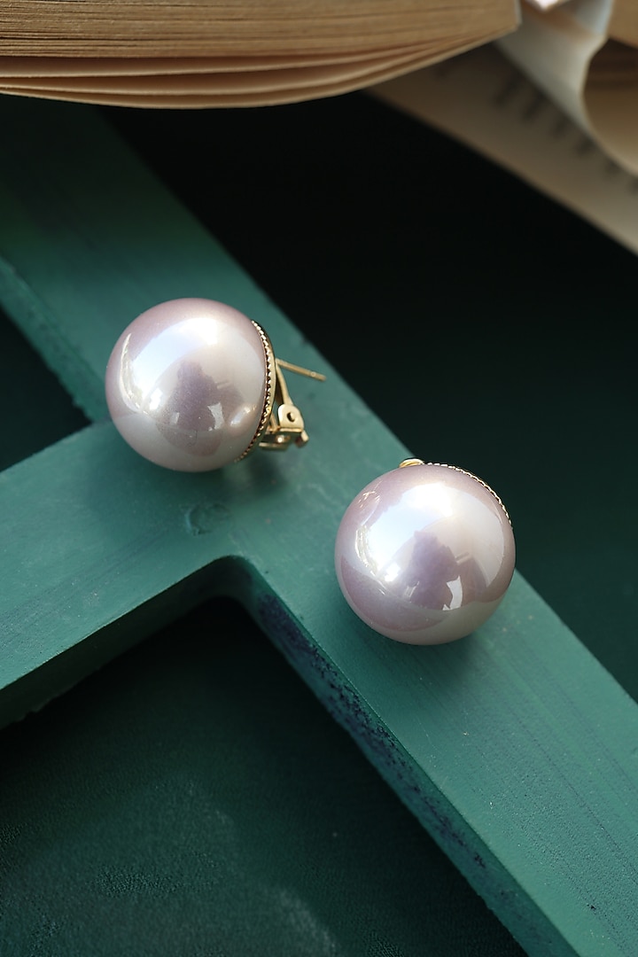Rose Gold Plated Pearl Stud Earrings by Do Taara at Pernia's Pop Up Shop