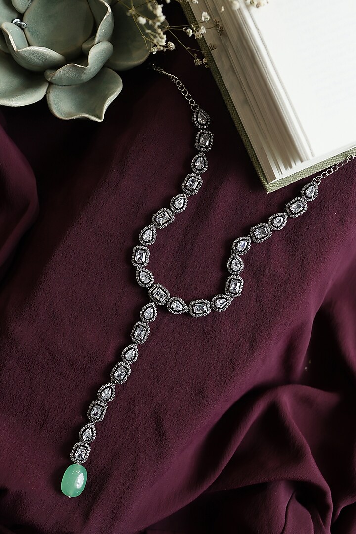 Rhodium Plated Zircon Necklace by Do Taara at Pernia's Pop Up Shop
