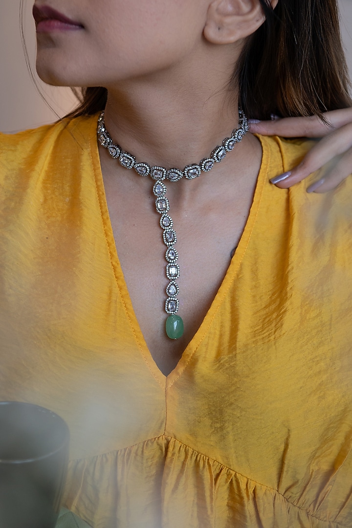 Rhodium Plated Zircon Necklace by Do Taara at Pernia's Pop Up Shop