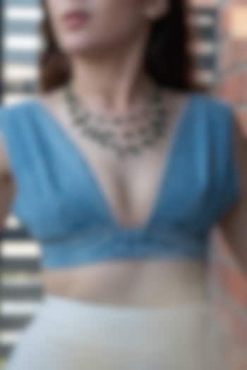 Gold Plated Green Natural Stone Layered Necklace by Do Taara at Pernia's Pop Up Shop