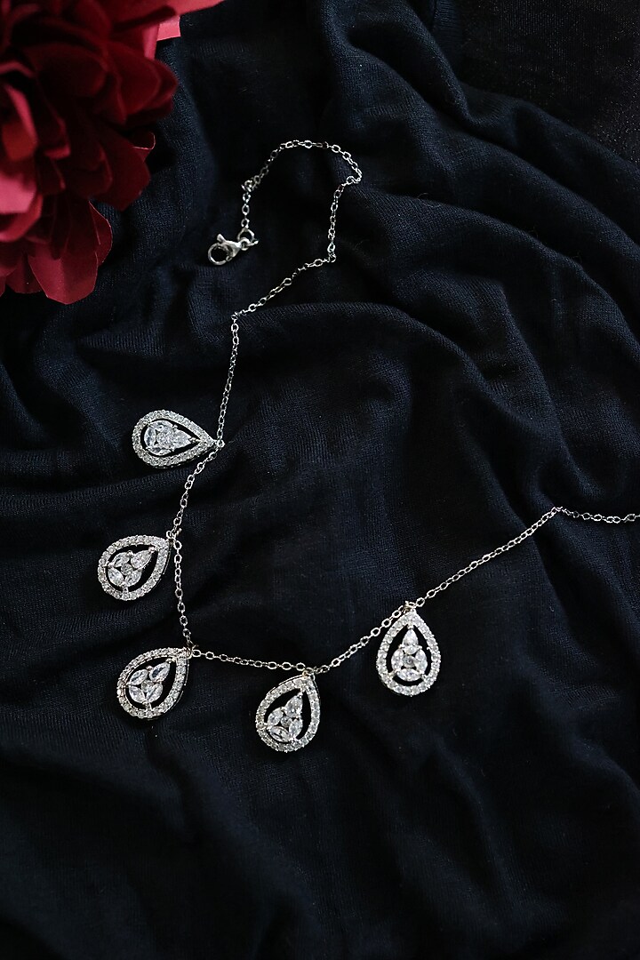 Rhodium Plated Kundan Polki Necklace by Do Taara at Pernia's Pop Up Shop
