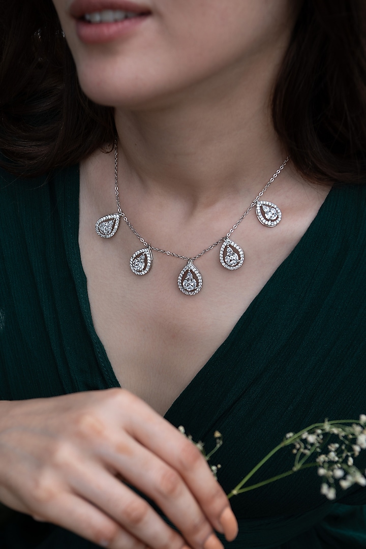 Rhodium Plated Kundan Polki Necklace by Do Taara at Pernia's Pop Up Shop