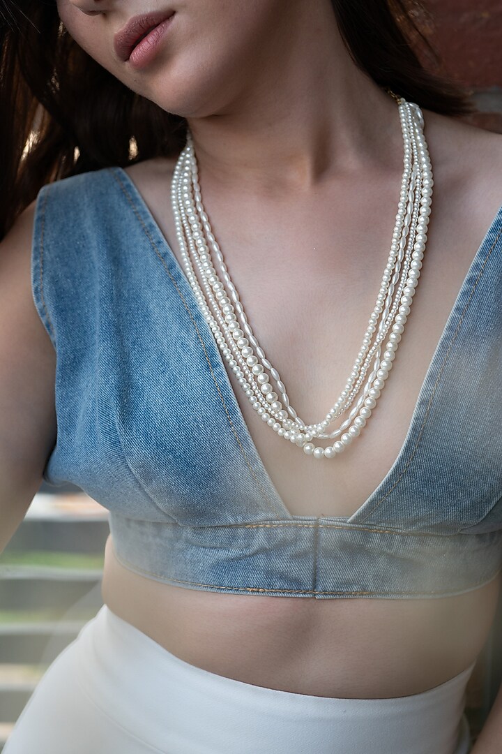 Gold Plated Freshwater Pearl Layered Necklace by Do Taara at Pernia's Pop Up Shop