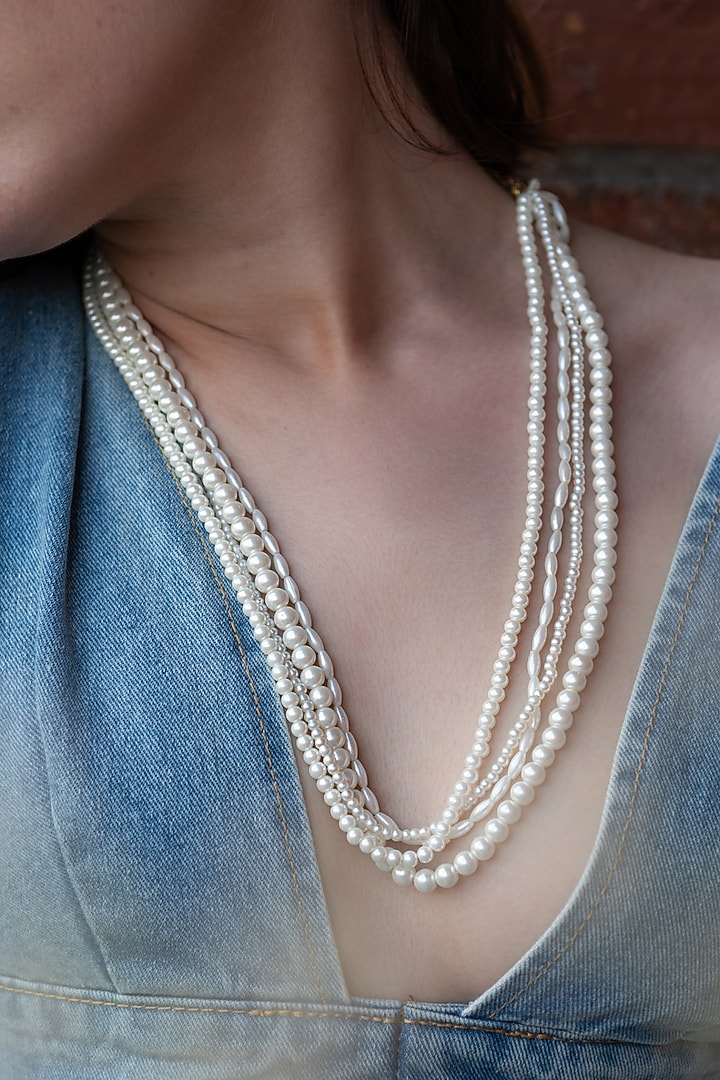 Gold Plated Freshwater Pearl Layered Necklace by Do Taara at Pernia's Pop Up Shop