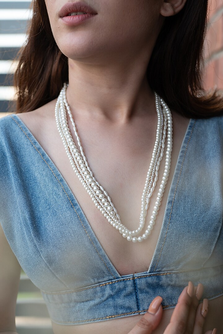 Gold Plated Freshwater Pearl Layered Necklace by Do Taara at Pernia's Pop Up Shop