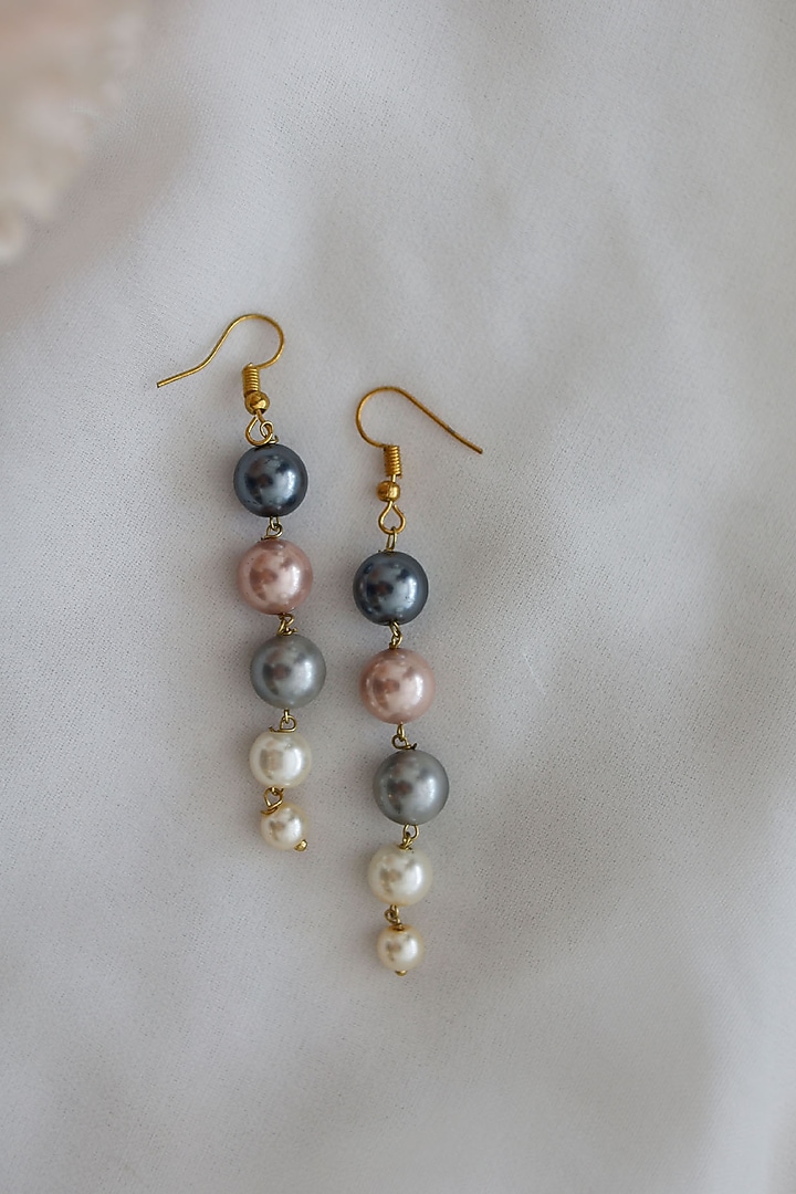 Gold Plated Multi-Colored Pearl Dangler Earrings by Do Taara at Pernia's Pop Up Shop