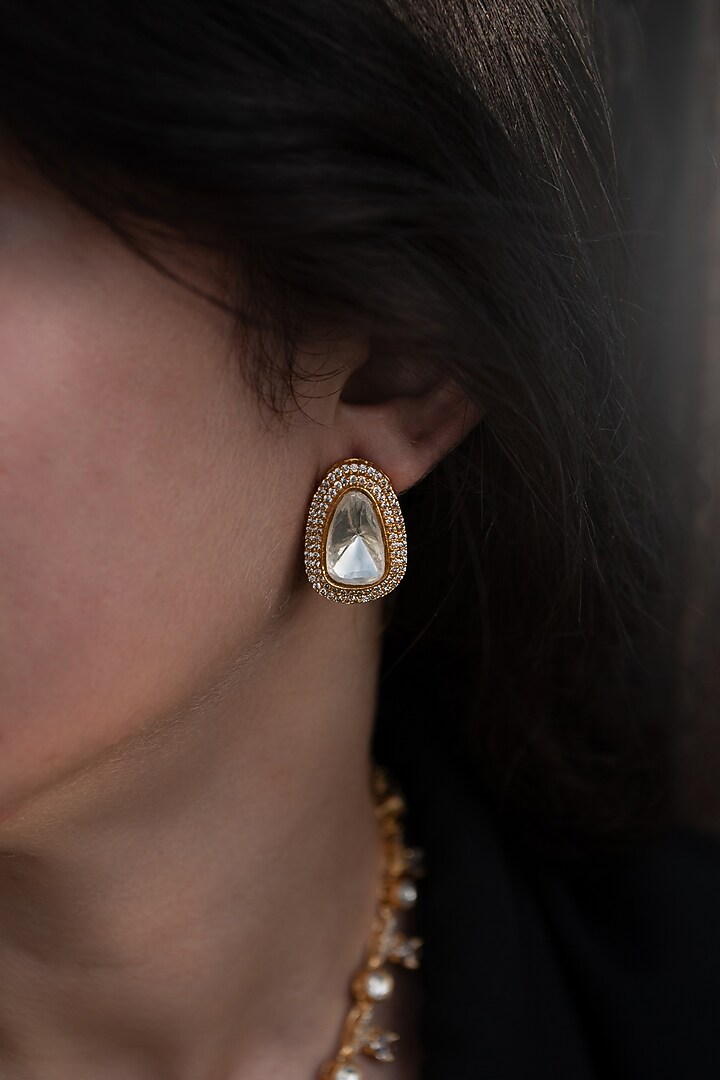 Gold Plated Cubic Zirconia & Kundan Polki Necklace Set by Do Taara at Pernia's Pop Up Shop