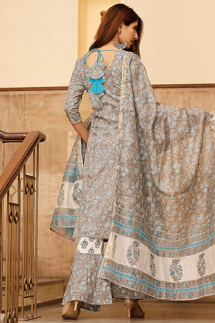 Grey Printed Sharara Set by Pheeta at Pernia's Pop Up Shop