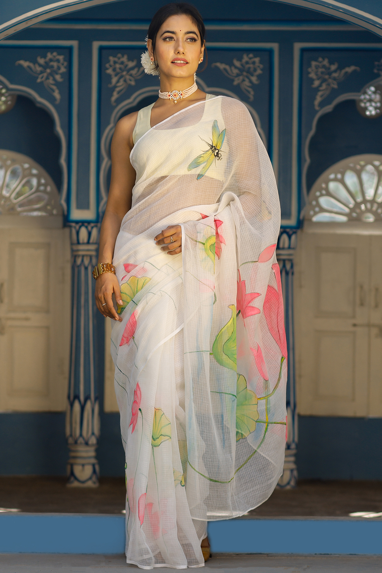 Lemon Hand-Painted Saree Set by Pheeta