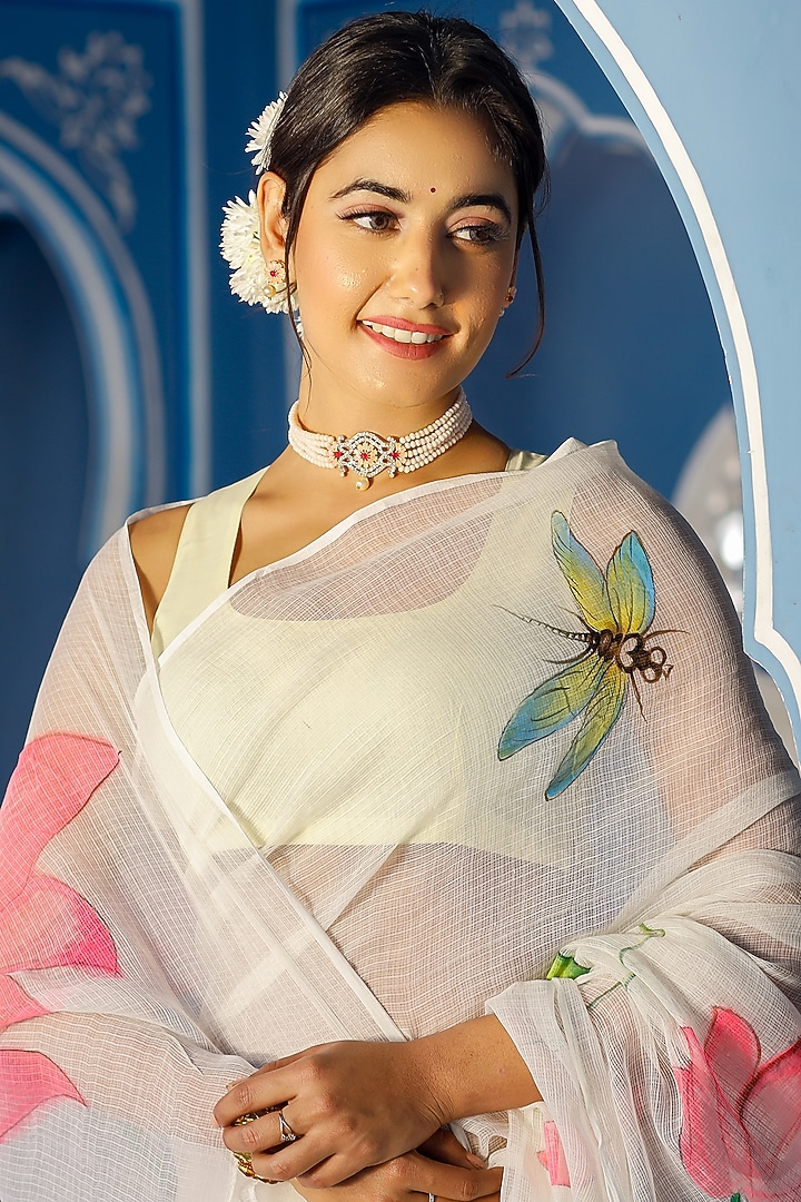 Lemon Hand-Painted Festive Saree Set by Pheeta at Pernia's Pop Up Shop