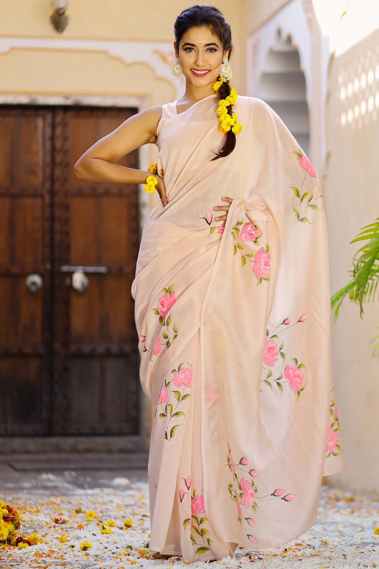 Rose Gold Tissue With All-Over Digital Floral Printed Trendy Kerala Set  Saree | Jolly Silks - The Destination Of Silks | Online shopping site -  Jolly Silks