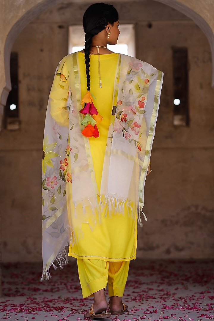 Yellow Embellished Kurta Set by Pheeta at Pernia's Pop Up Shop