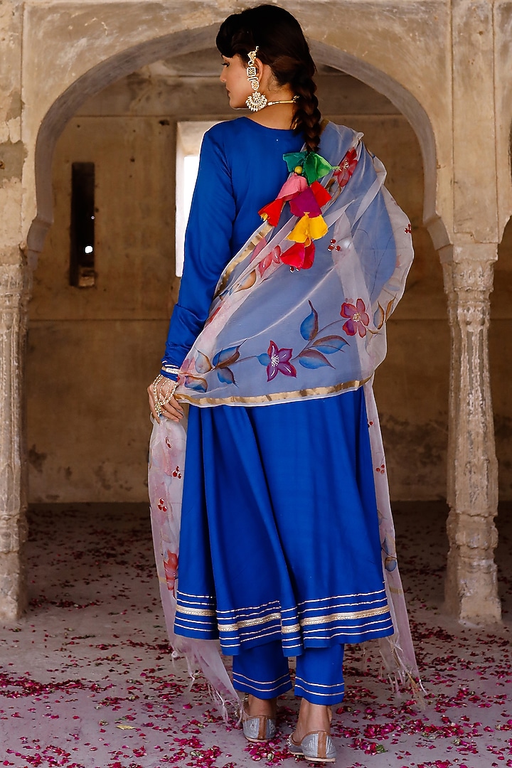 Blue Embellished Anarkali Set by Pheeta at Pernia's Pop Up Shop