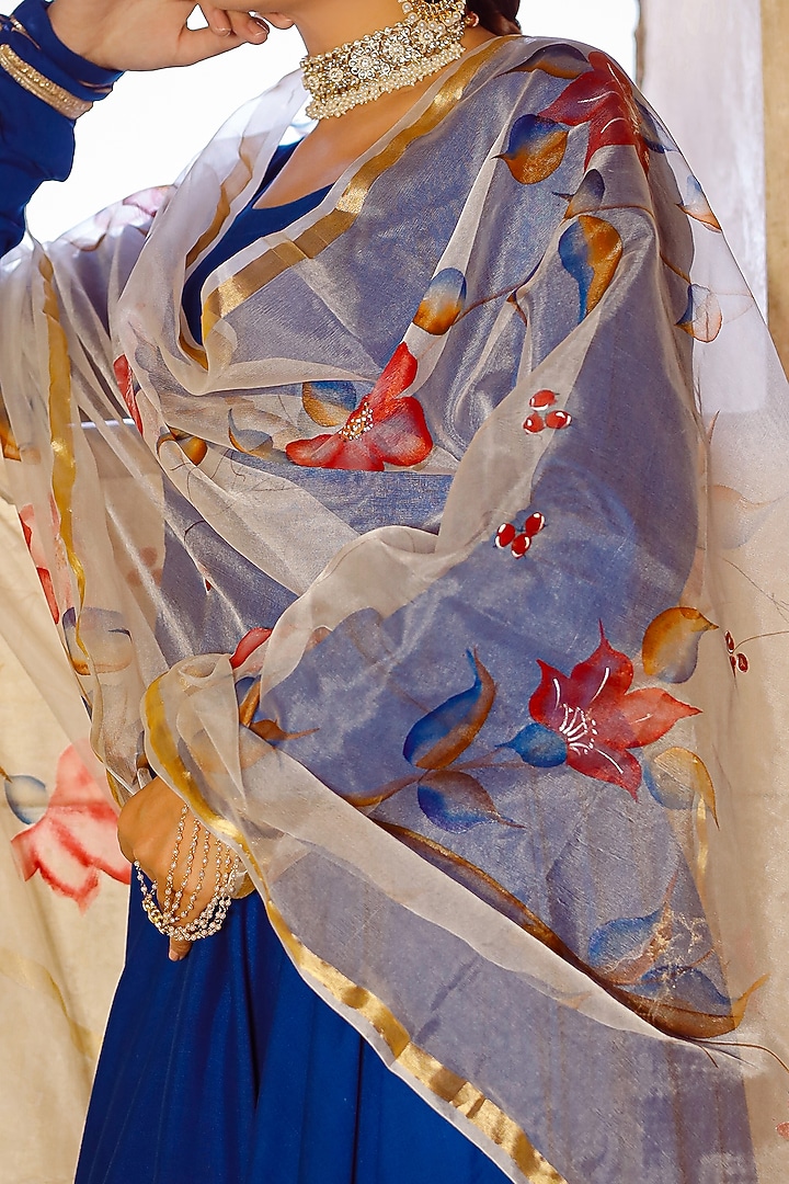 Blue Embellished Anarkali Set by Pheeta at Pernia's Pop Up Shop