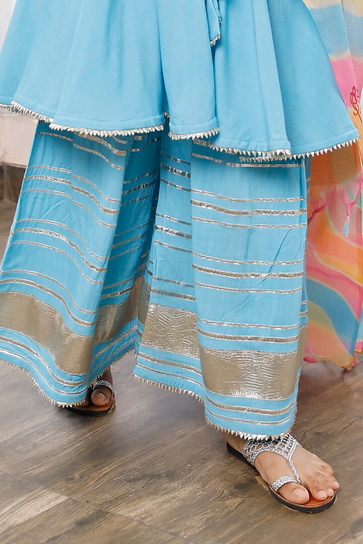 Light Blue Cotton Kurta Set by Pheeta at Pernia's Pop Up Shop