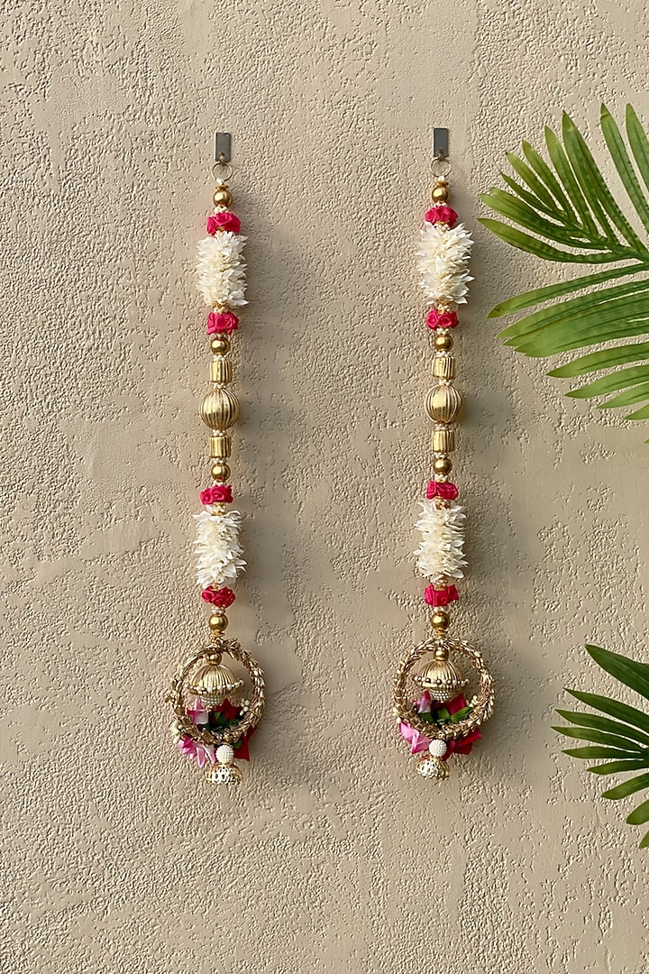 Multi- Colored Artificial Flower & Bead Handcrafted Latkan Set by Mason Home at Pernia's Pop Up Shop