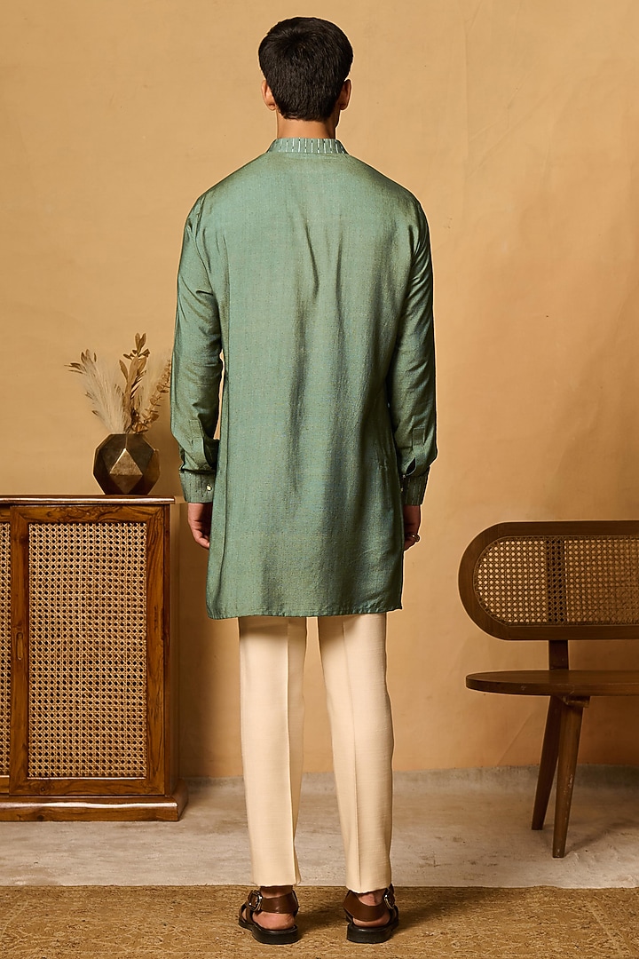 Dark Green Cotton Blend Dori Work Kurta by Philocaly at Pernia's Pop Up Shop