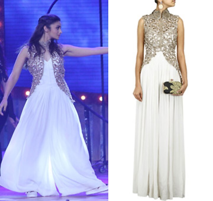 White georgette palazzo jumpsuit available only at Pernia's Pop-Up Shop.