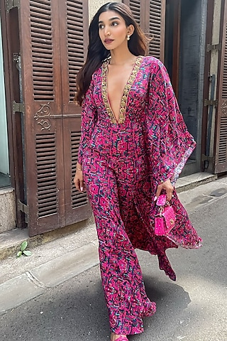 Pink Crepe Jumpsuit by Mehak Murpana