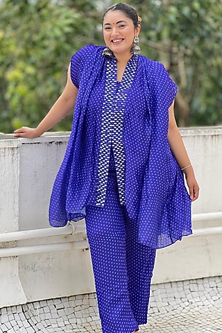 Violet Printed Kaftan Set by Samatvam By Anjali Bhaskar
