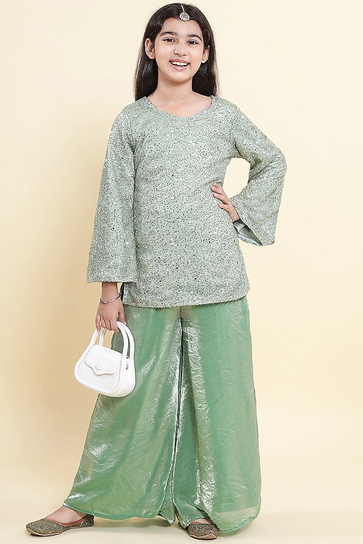 Green Sequins Co-Ord Set For Girls by Piccolo at Pernia's Pop Up Shop