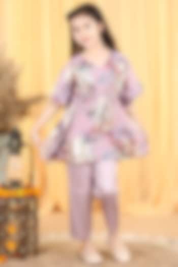 Lavender Georgette Pant Set For Girls by Piccolo at Pernia's Pop Up Shop
