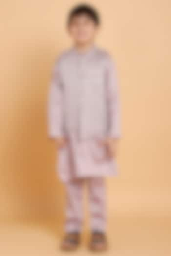 Lavender Pure Cotton Bundi Jacket With Kurta Set For Boys by Piccolo at Pernia's Pop Up Shop