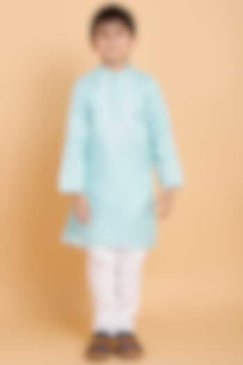 Green Pure Cotton Kurta Set For Boys by Piccolo