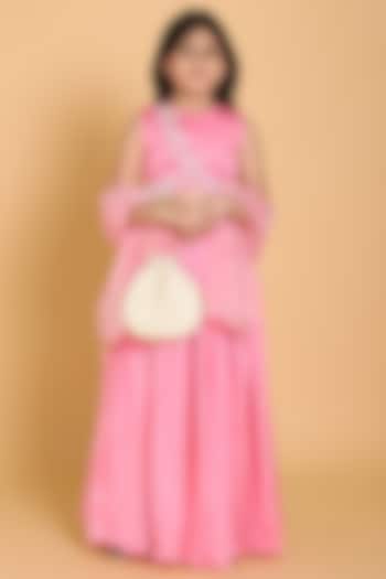 Pink Satin Lehenga Set For Girls by Piccolo at Pernia's Pop Up Shop