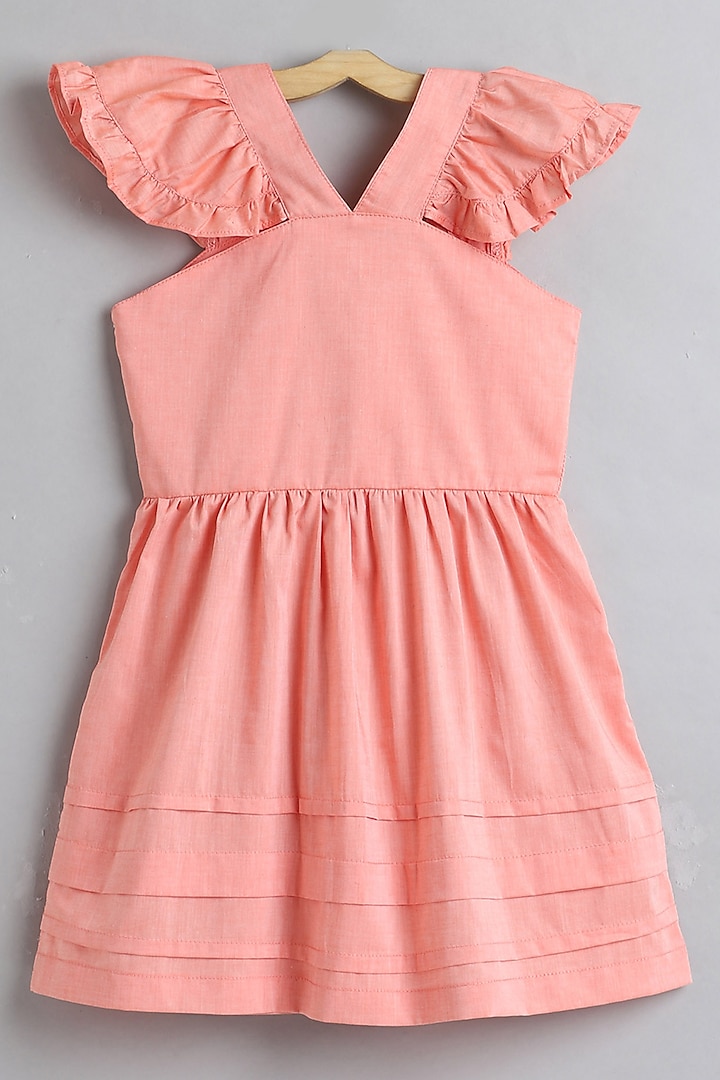 Pink Cotton Dress For Girls by Piccolo at Pernia's Pop Up Shop