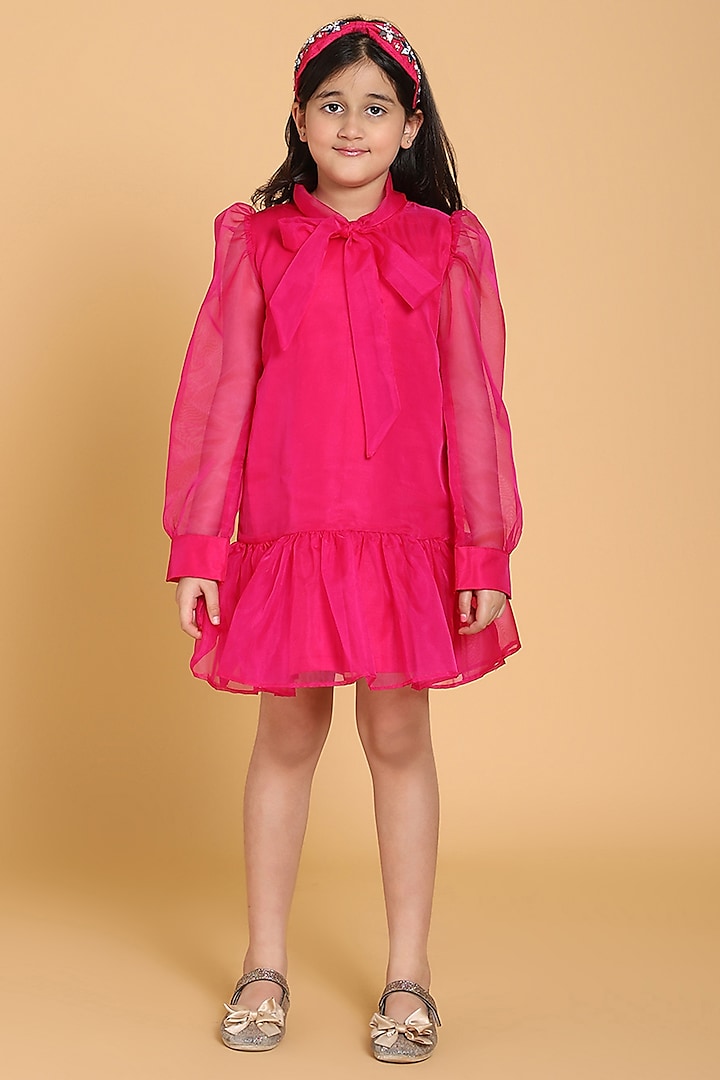 Pink Organza Dress For Girls by Piccolo