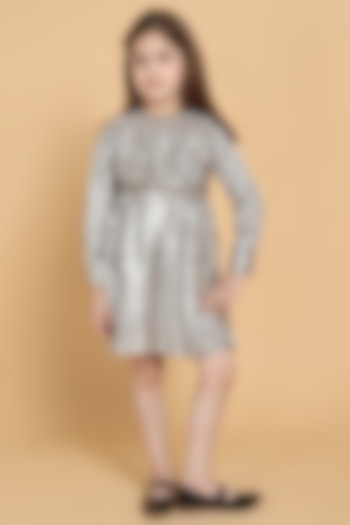 Silver Foil A-Line Dress For Girls by Piccolo