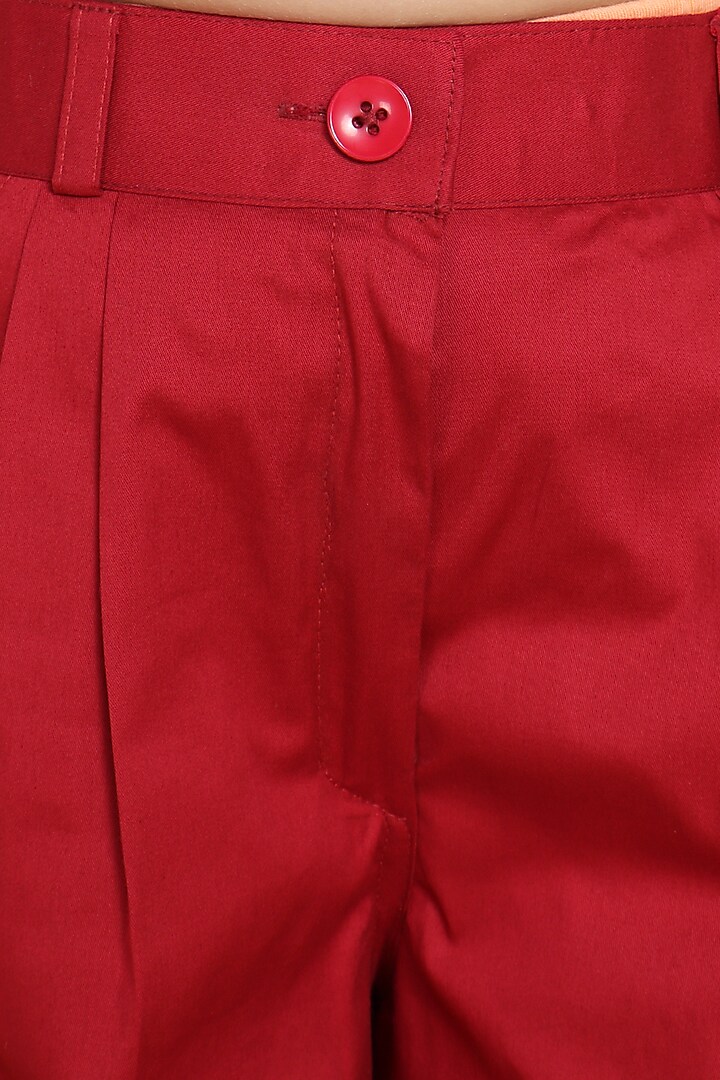 Maroon Cotton Pant Set For Girls by Piccolo at Pernia's Pop Up Shop