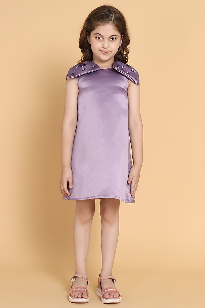 Mauve Satin Dress For Girls by Piccolo
