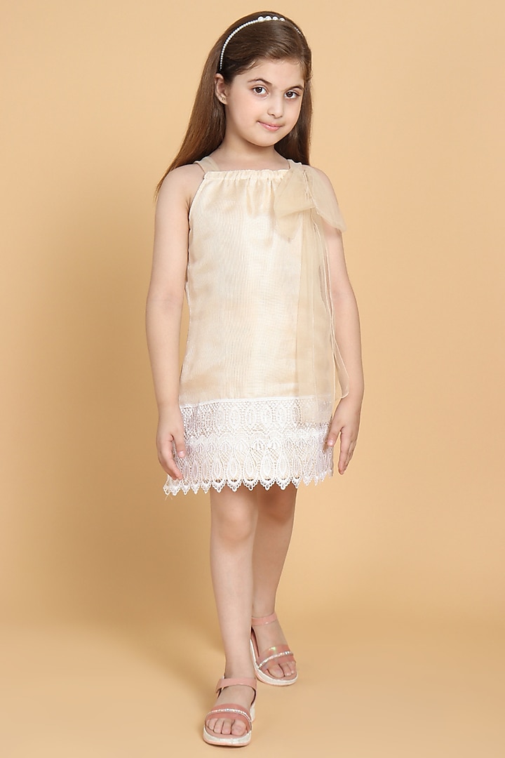 Off-White Jute Dress For Girls by Piccolo