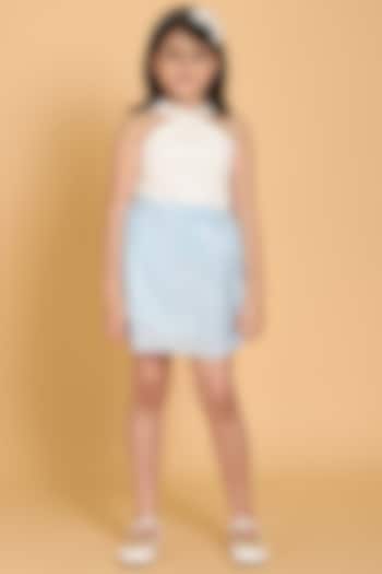 Powder Blue Modal Skirt Set For Girls by Piccolo at Pernia's Pop Up Shop